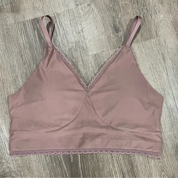 Nike Yoga Indy Luxe Light Support Padded Sports Bra With Lace Size XL Pink Blush - Picture 3 of 9